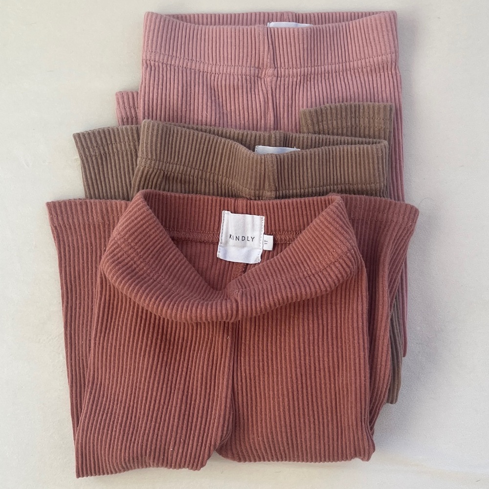 Kindly Kids Ribbed Leggings - Pinks and Brown